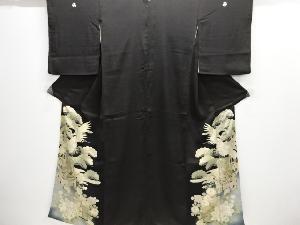 アンティーク　錦紗宝船に鶴・花模様刺繍留袖